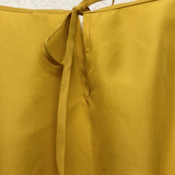 Anthropologie Maeve 100% Silk Ruffle Dress Mustard Yellow Size Large - Picture 5 of 7